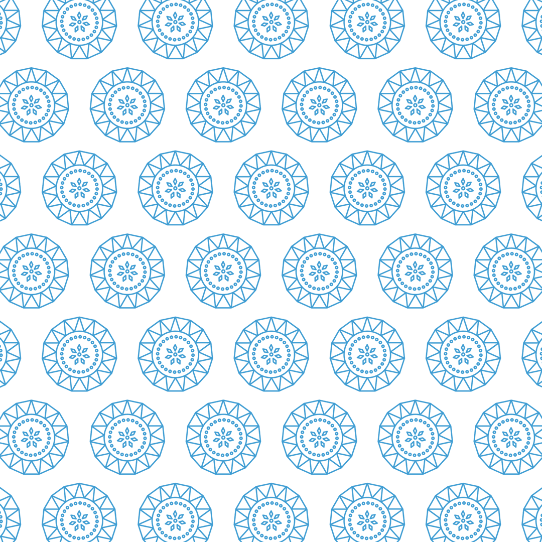 Blue Rosette Circular Patterns on Transparent Background