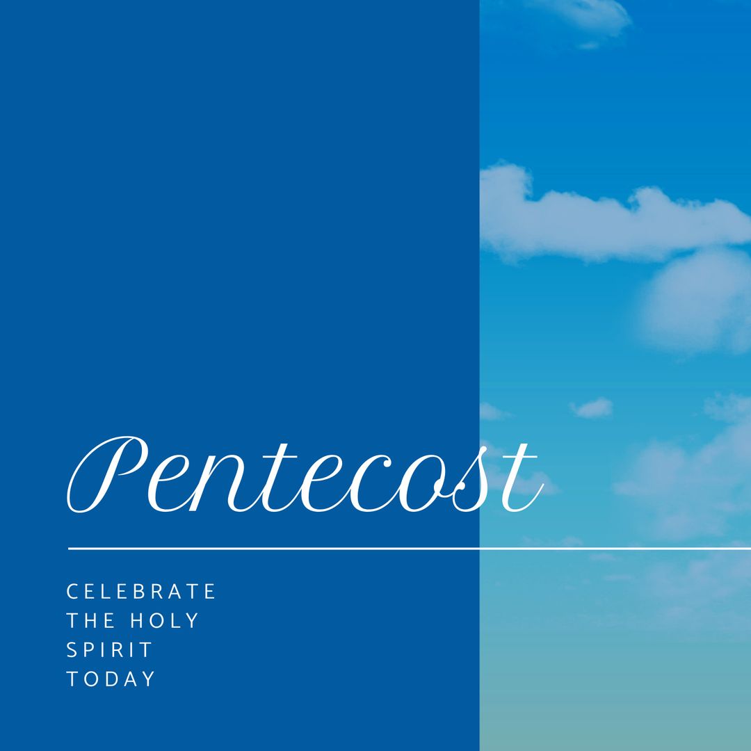 Pentecost Celebration Ad with White Text on Blue and Cloudy Sky - Download Free Stock Templates Pikwizard.com
