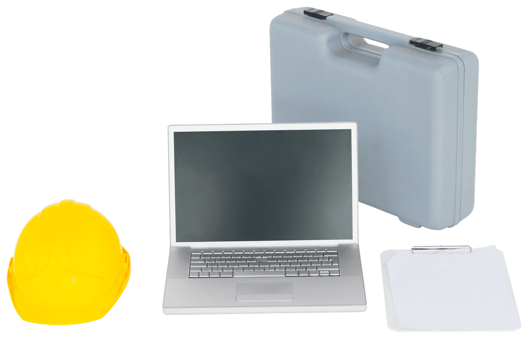 Transparent Supplies: Laptop, Toolbox, Hard Hat, Clipboard