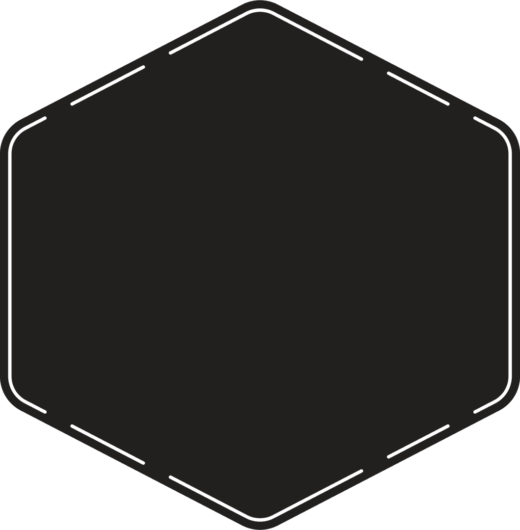 Hexagonal Black Badge on Transparent Background