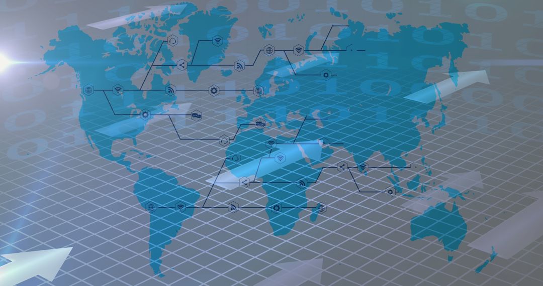 Binary Data Flow Across Global Network Map - Free Images, Stock Photos and Pictures on Pikwizard.com