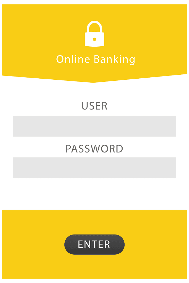 Digital Online Banking Interface on Transparent Background