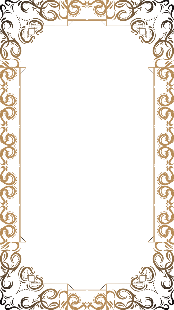 Elegant Vintage Ornamental Gold Frame on Transparent Background