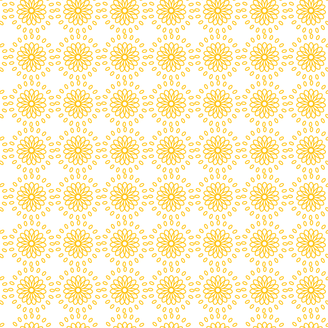 Seamless Yellow Rosettes Pattern on Transparent Background