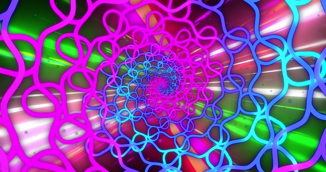 Colorful Interlocking Shapes Over Dynamic Light Trails