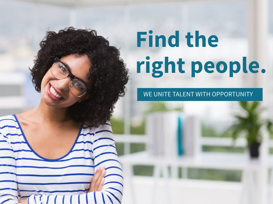 Confident Professional Woman Highlighting Recruitment Services