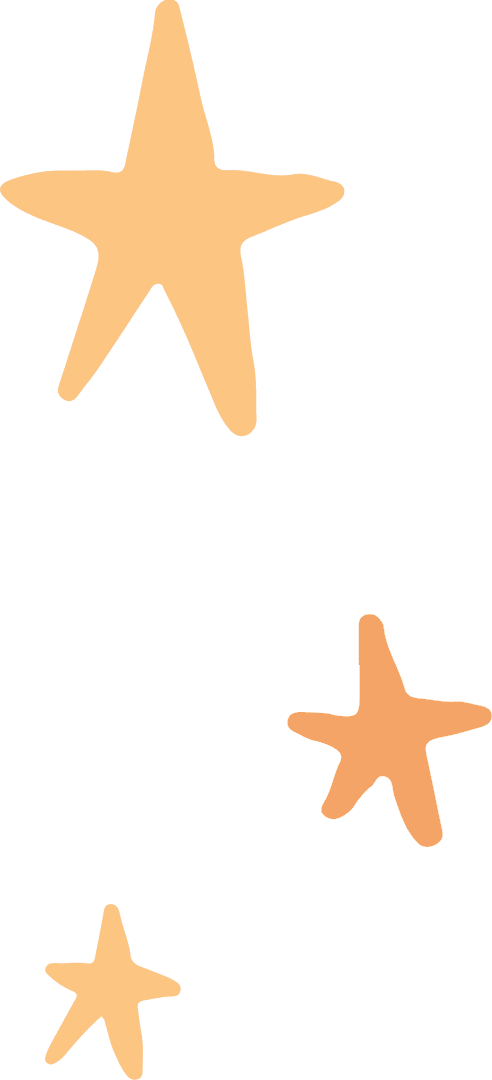 Whimsical Hand-Drawn Stars on Transparent Background