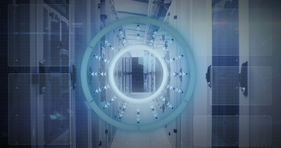 Futuristic Data Interface in High-Tech Server Room