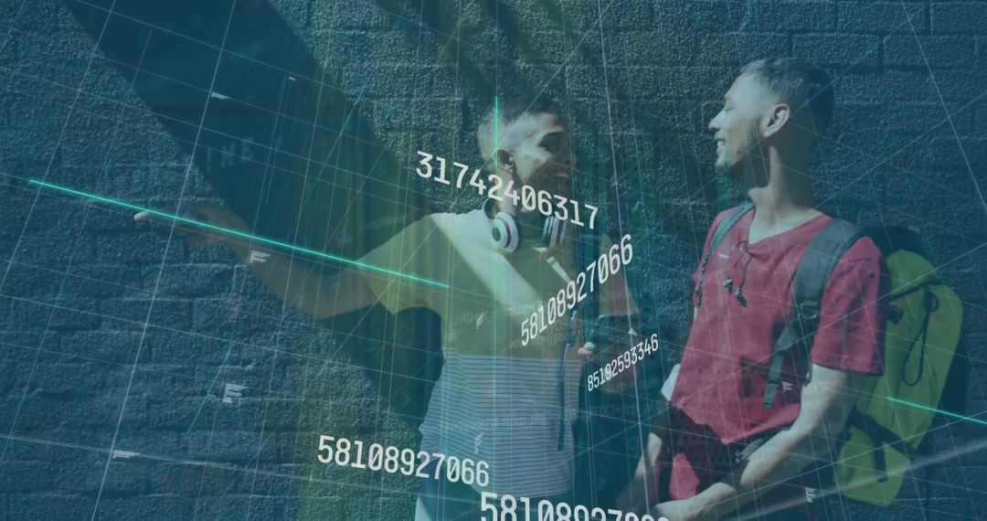 Global Financial Data Overlay Diverse People Interaction