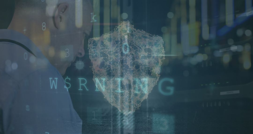 Cybersecurity Alert and Digital Defense Concept with Businessman