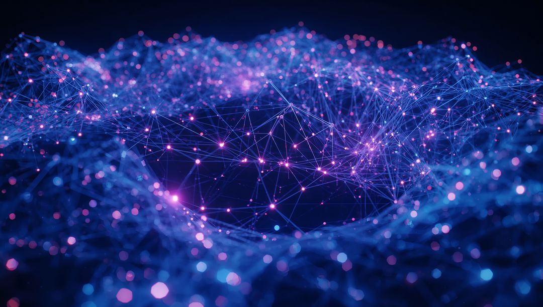 Glowing Digital Network Visualization with Neon Nodes