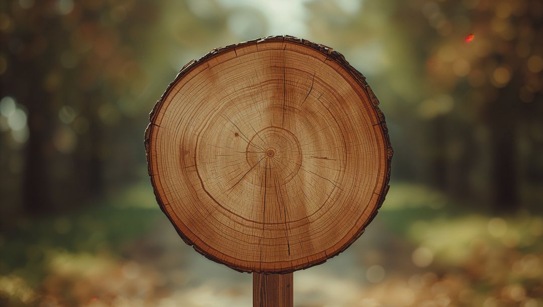 Tree Trunk Slice Along Scenic Forest Trail