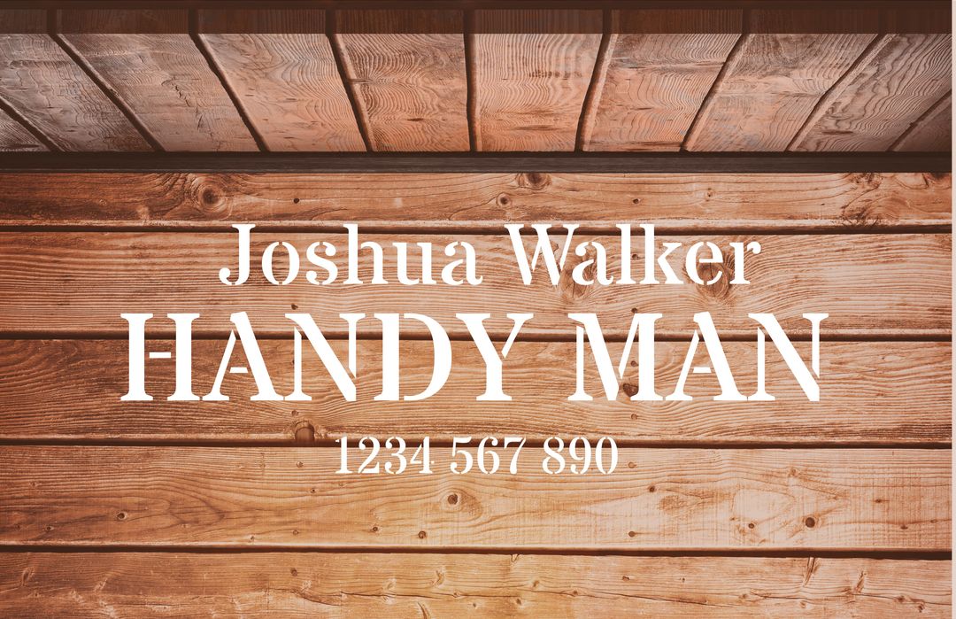 Handyman Service Business Card on Wooden Plank Background - Download Free Stock Templates Pikwizard.com