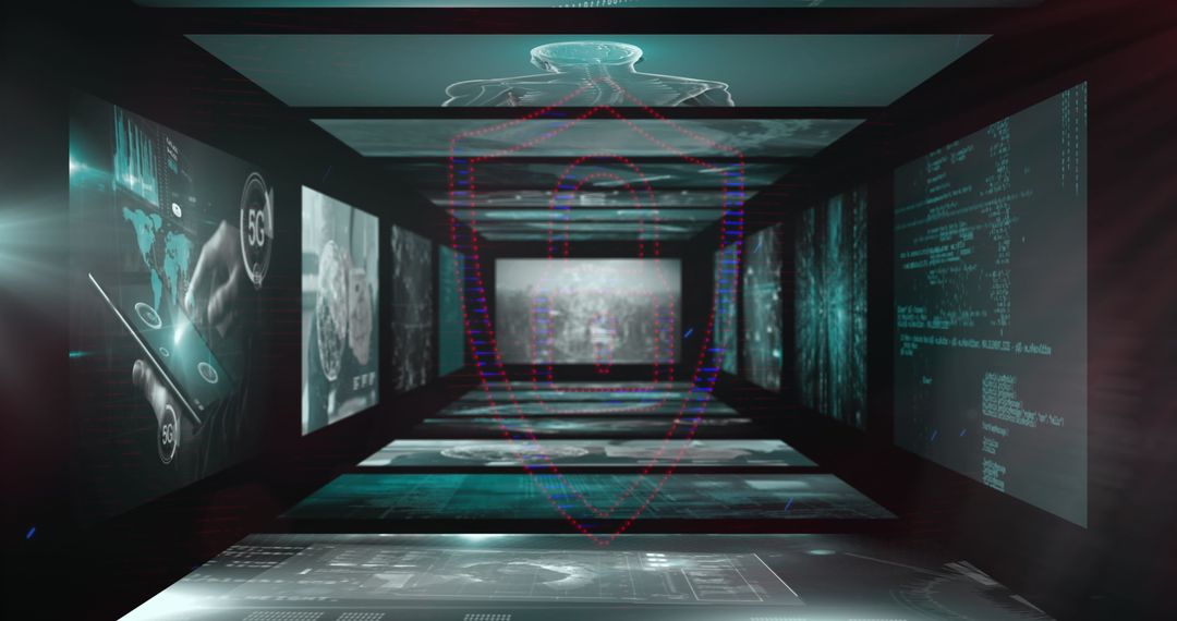 Futuristic Digital Security Concept with Holographic Interfaces