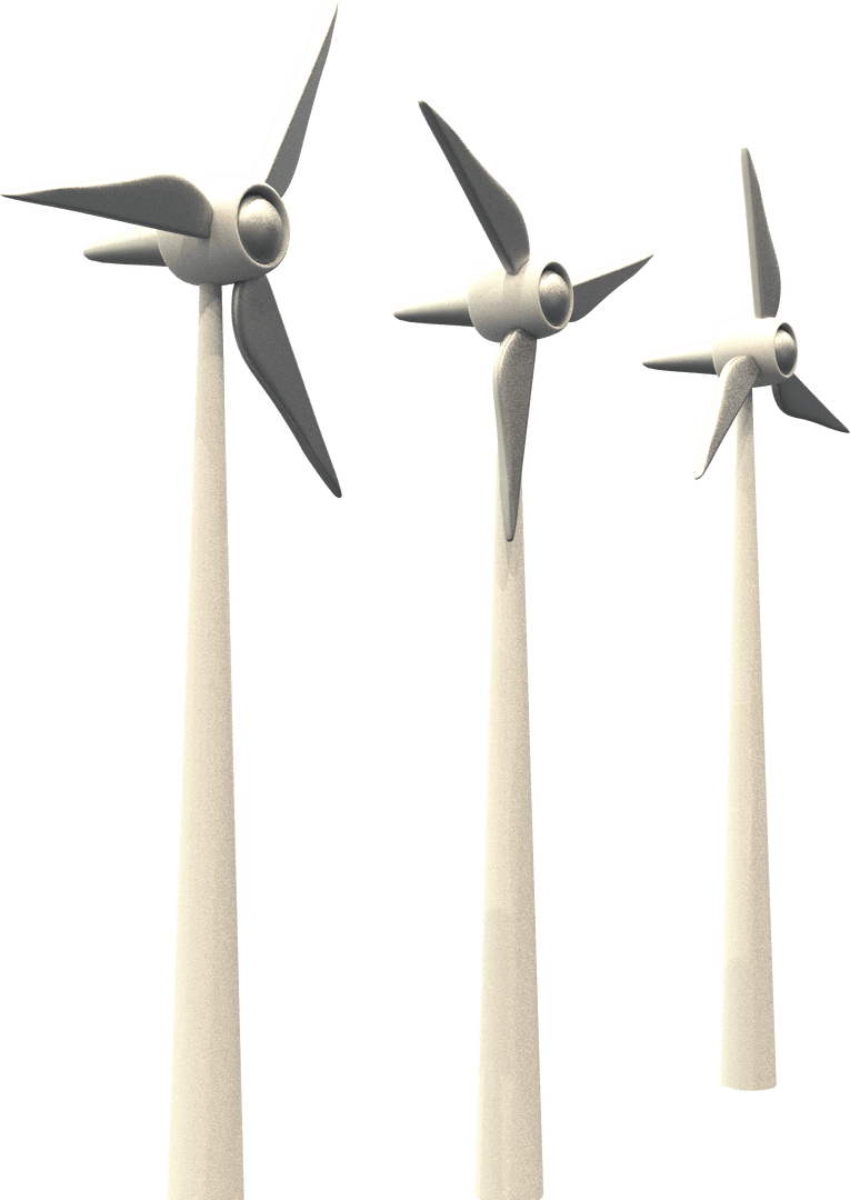 Transparent Background with Isolated Wind Turbines for Eco Projects