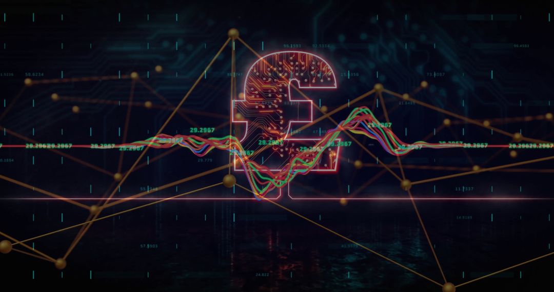 High-Tech Digital Pound Currency with Data Analysis
