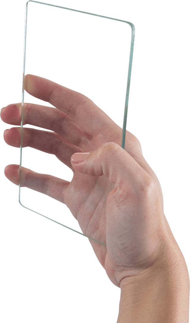 Woman Holding Transparent Glass Digital Tablet