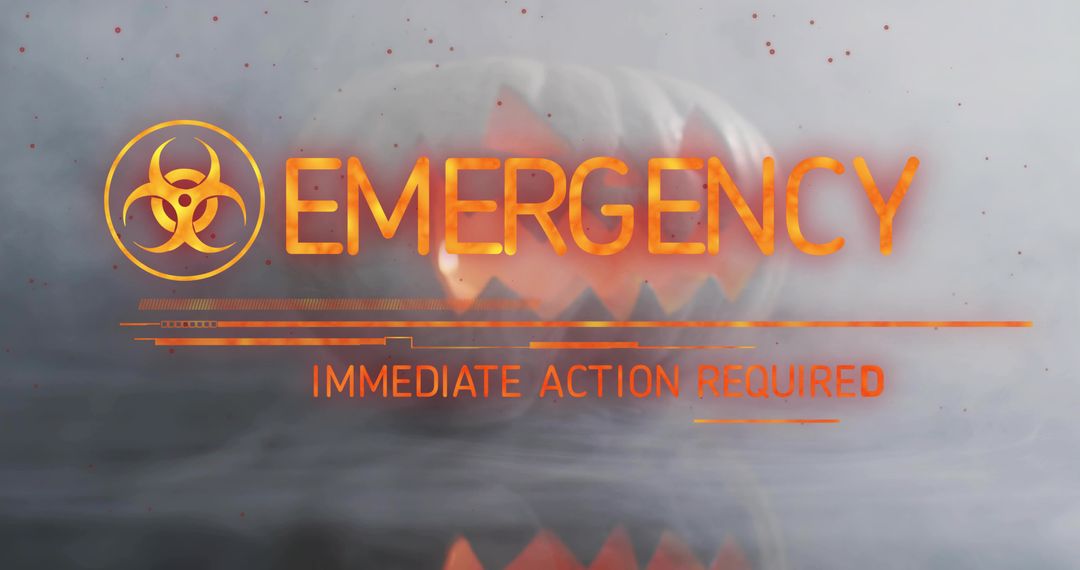 Emergency Biohazard Alert HUD Neon Interface Showing Immediate Action Required Warning