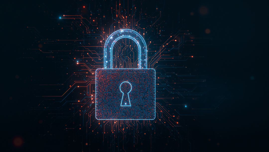 Futuristic Padlock with Digital Circuitry