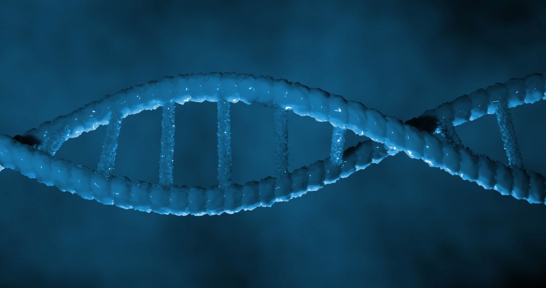 DNA Strand Against Ethereal Blue Background for Science Concepts