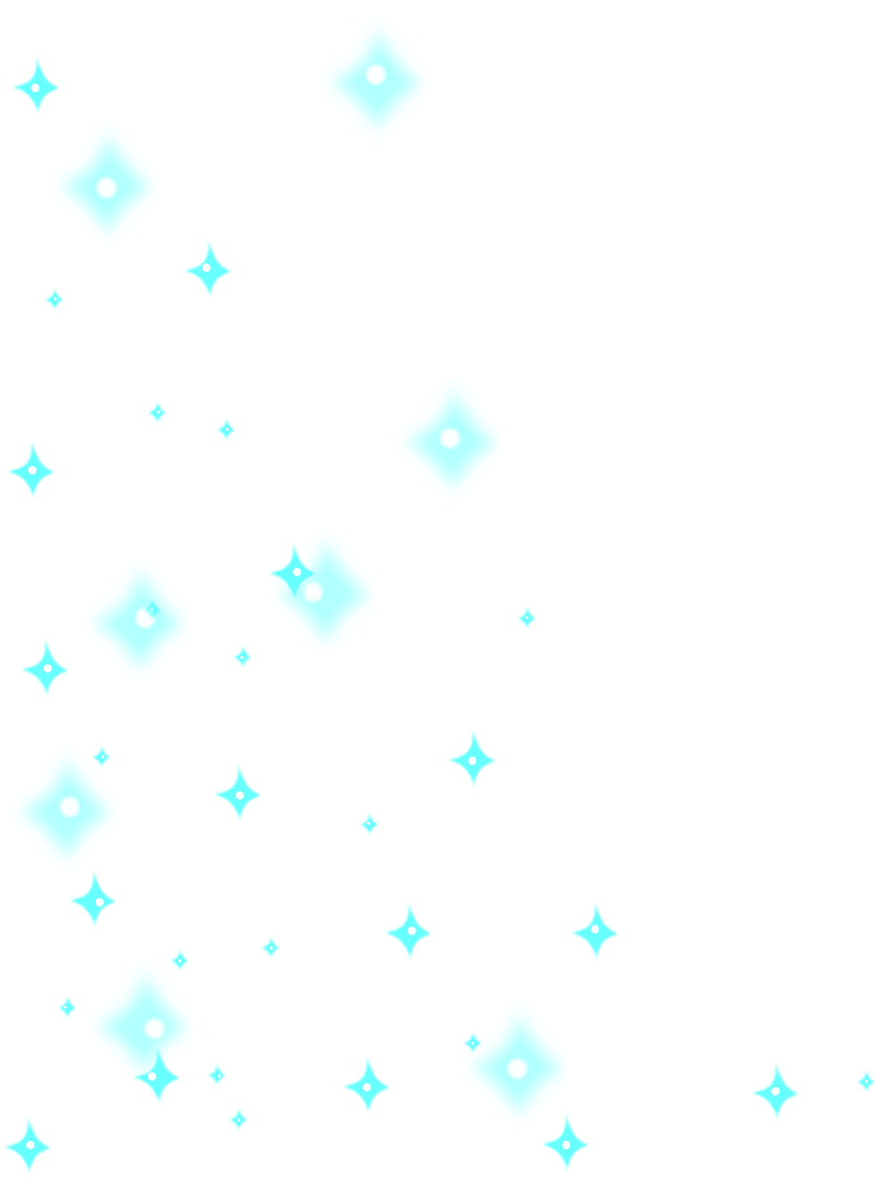 Glow Turquoise Sparkles Diagonal on Transparent Background