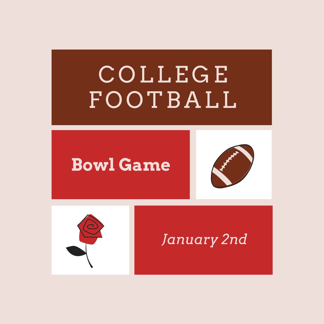 College Football Bowl Game Announcement with Rose and Football Icons - Download Free Stock Templates Pikwizard.com