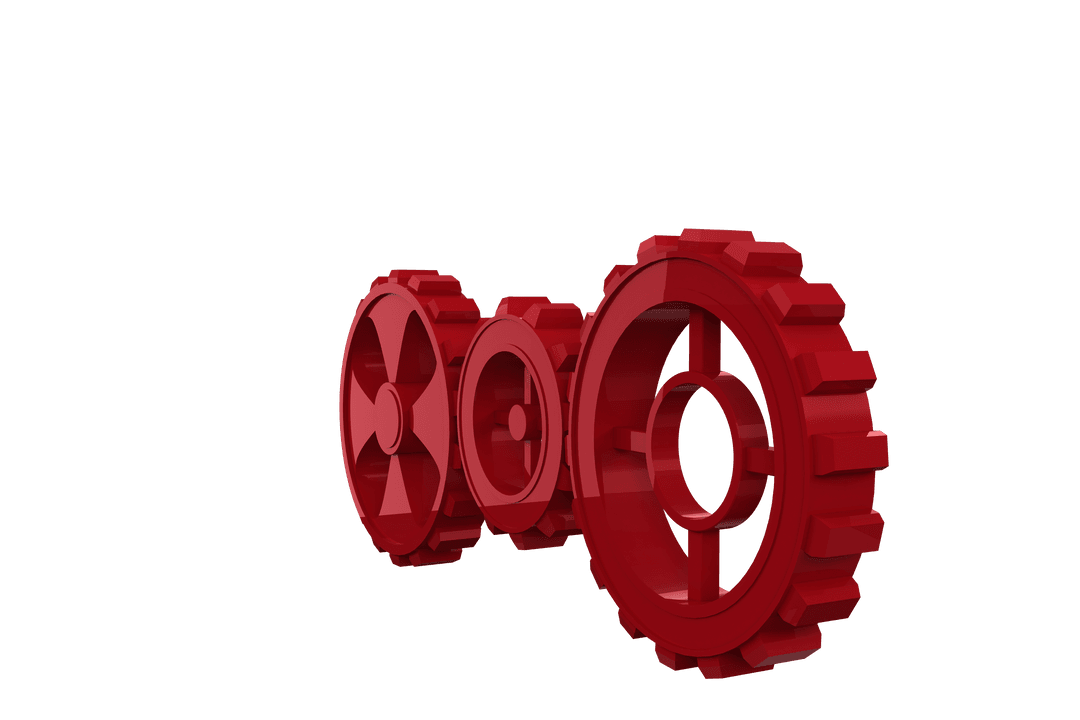 Red Cogs Modern Design on Transparent Background