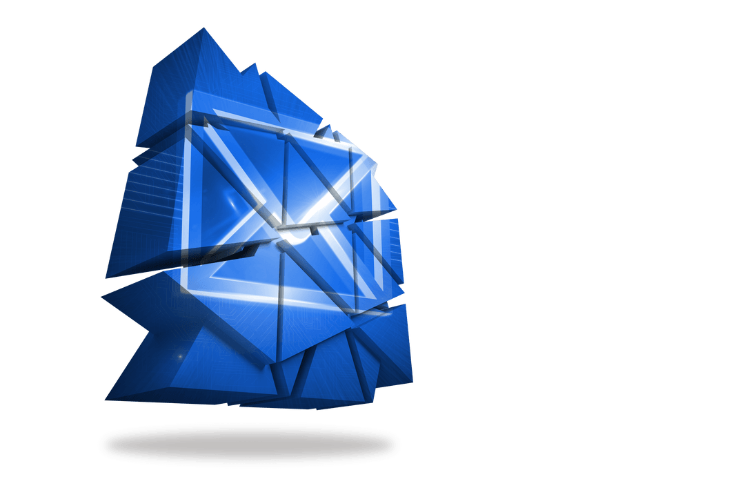 3D Abstract Email Notification Icon on Transparent Background