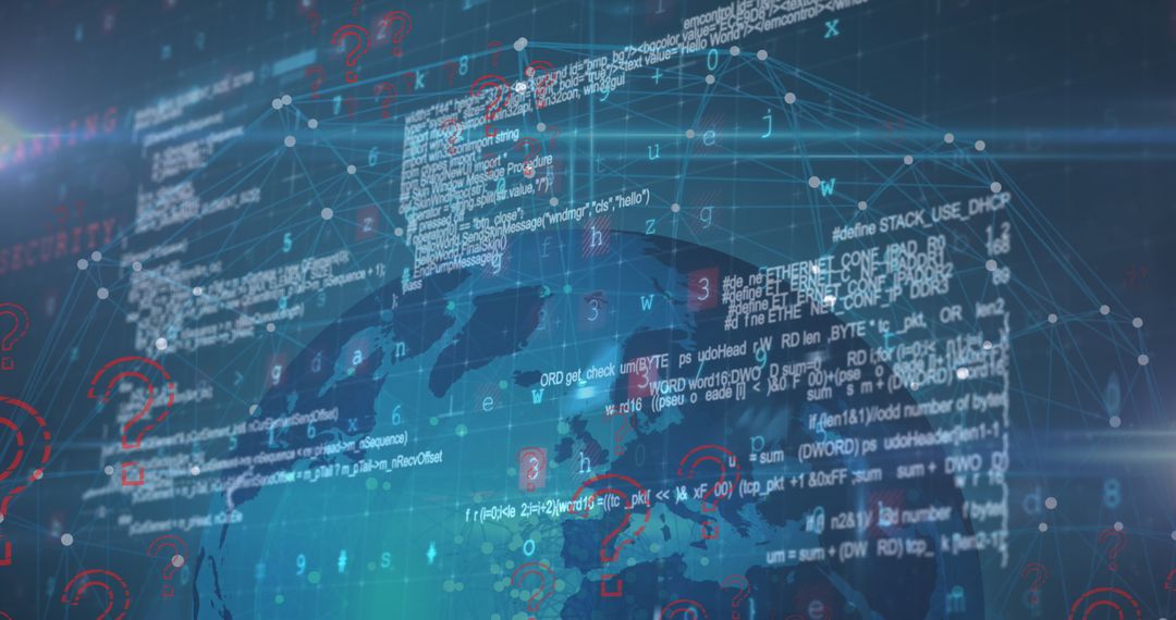 Global Cybersecurity Threats Illustrated by Data Flow and Code