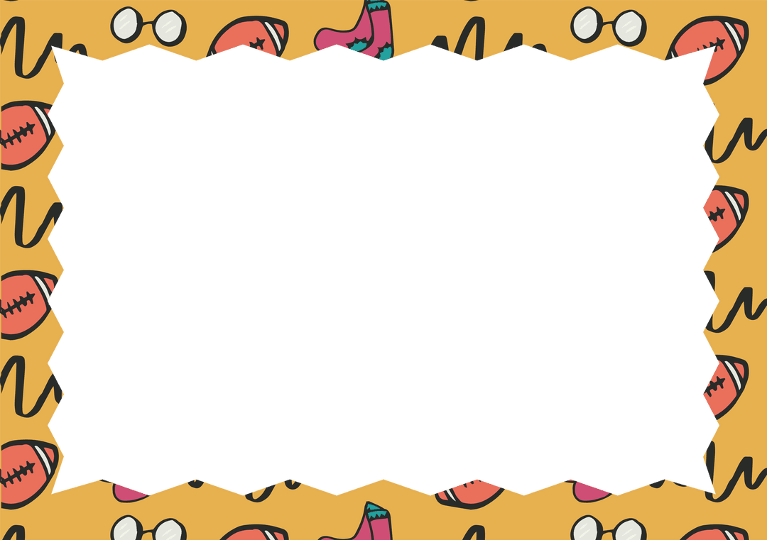 Fun Sports Illustration Frame with Transparent Background