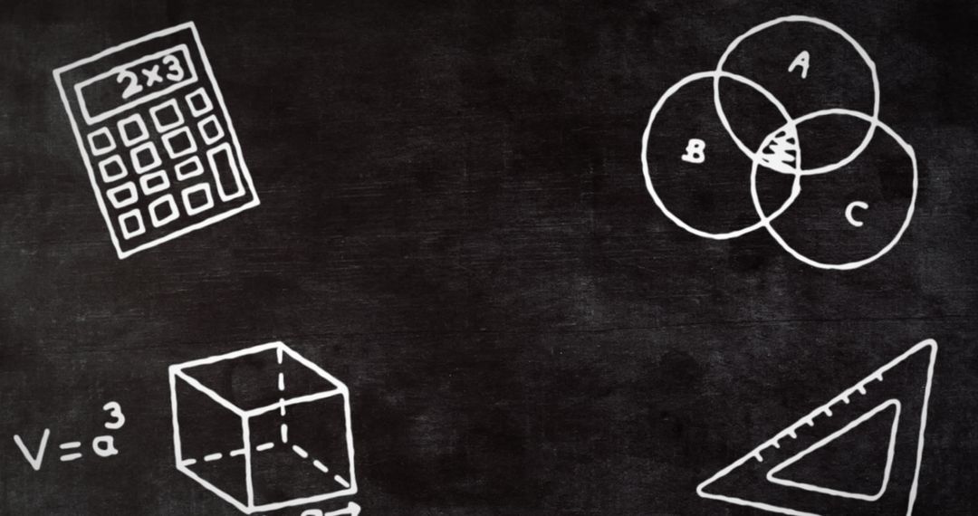 Mathematical Symbols and Equations on Chalkboard