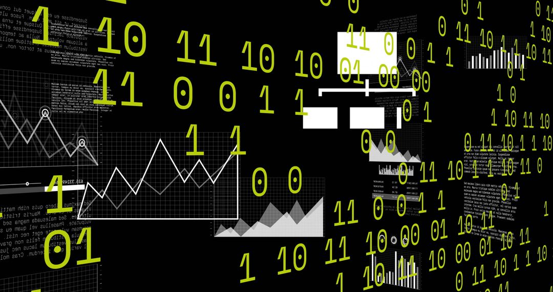 Binary Data Overlapping Statistical Graphs on Black