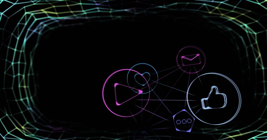 Digital Connectivity with Social Media Icons in Abstract Tunnel