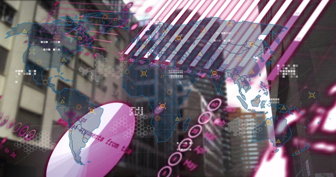 Digital Financial Analytics Overlaying Urban Skyline