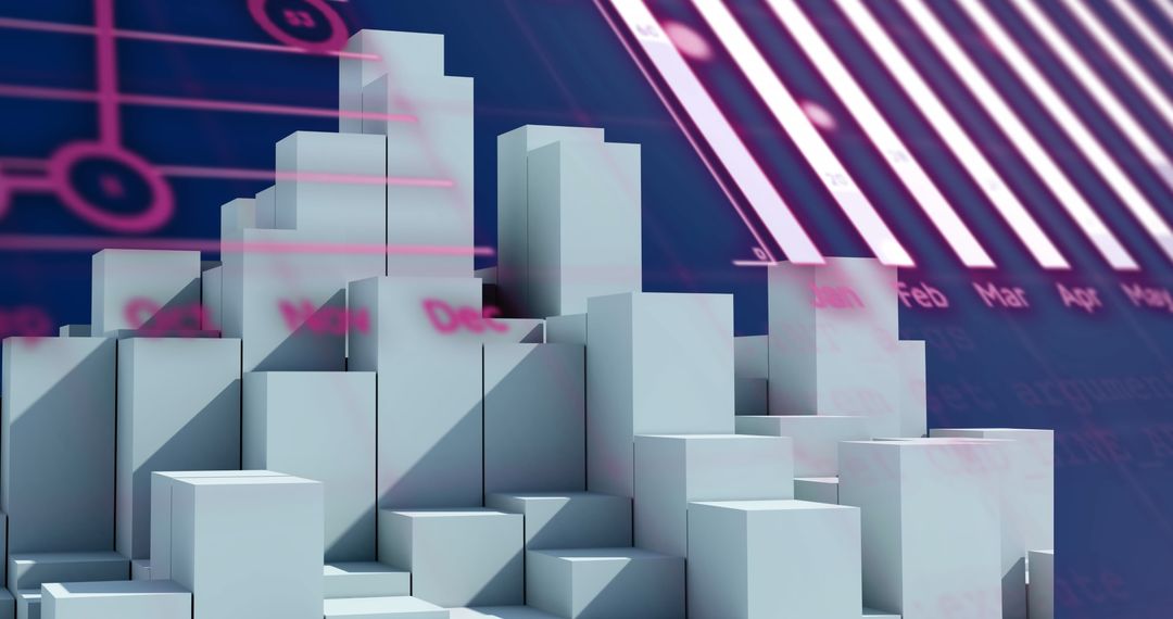 Futuristic 3D Cube Structure with Digital Data Visualization