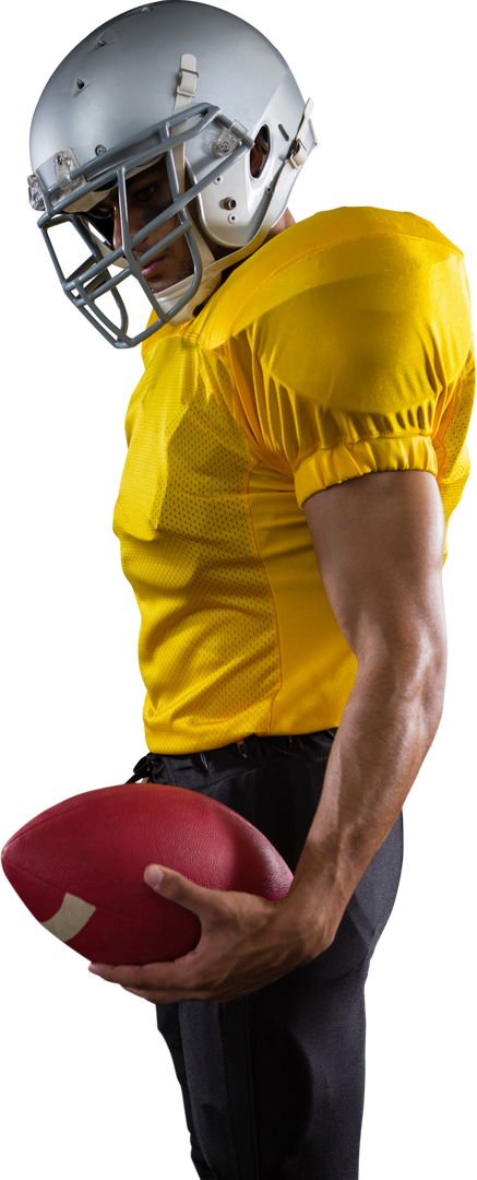 Transparent Side View of American Football Player Holding Ball Yellow Uniform - Download Free Stock Images Pikwizard.com