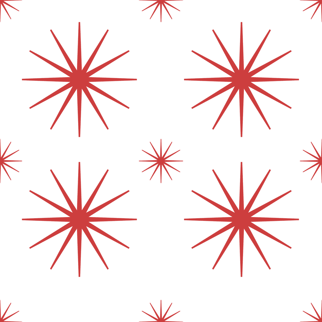 Red Thin Stars Pattern on Transparent Background