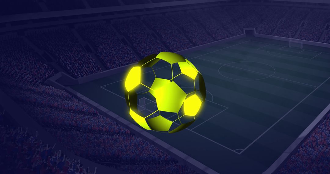Glowing Futuristic Soccer Ball in Stadium Environment
