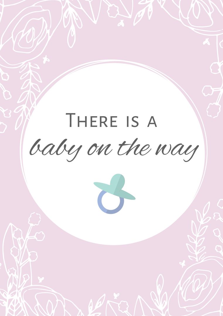 Pink Floral Baby Announcement with Pacifier