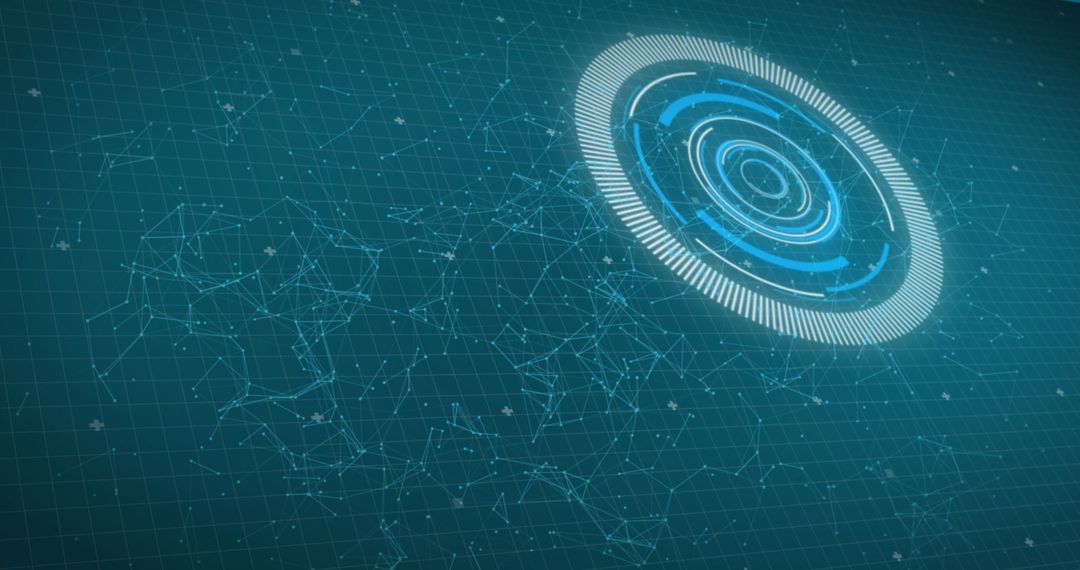 Abstract Digital Fingerprint Scanner on AI Interface Blueprint