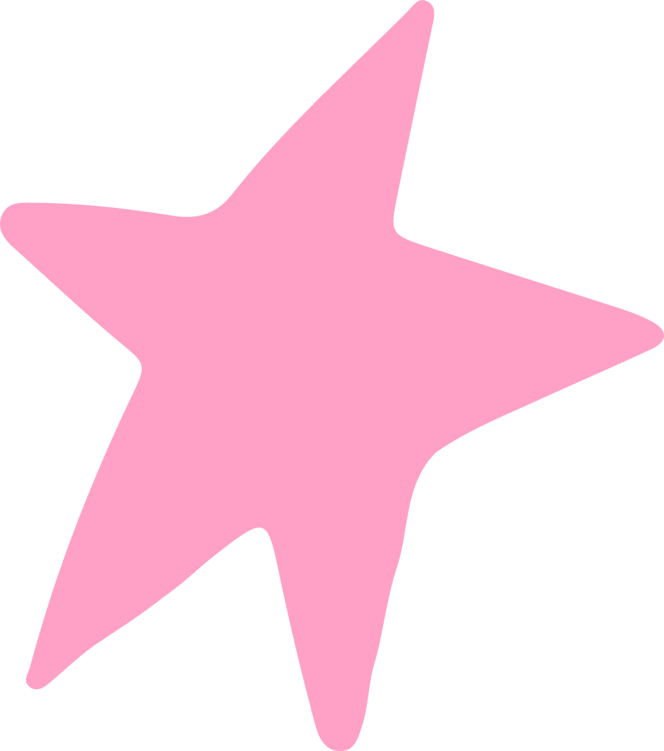 Pink Stylized Star with Uneven Edges on Transparent Background