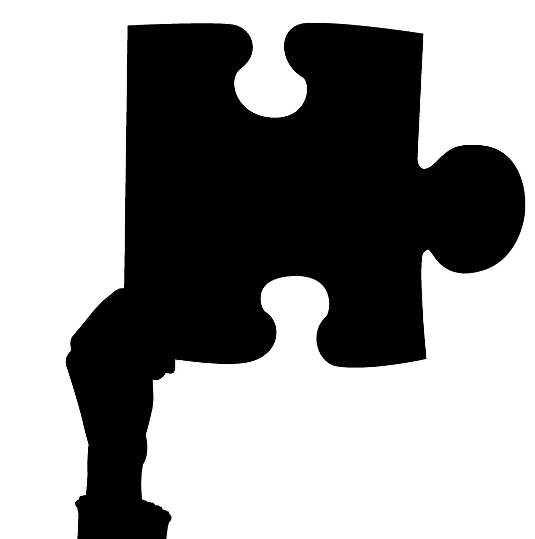 Black Puzzle Piece on Transparent Background