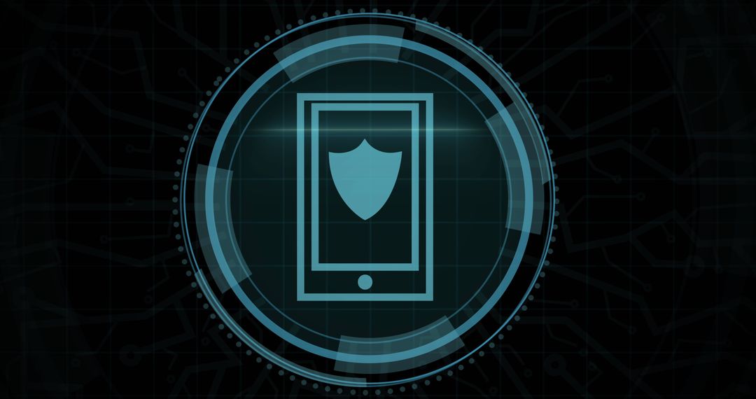 Digital Security Icon with Shield on Mobile Device
