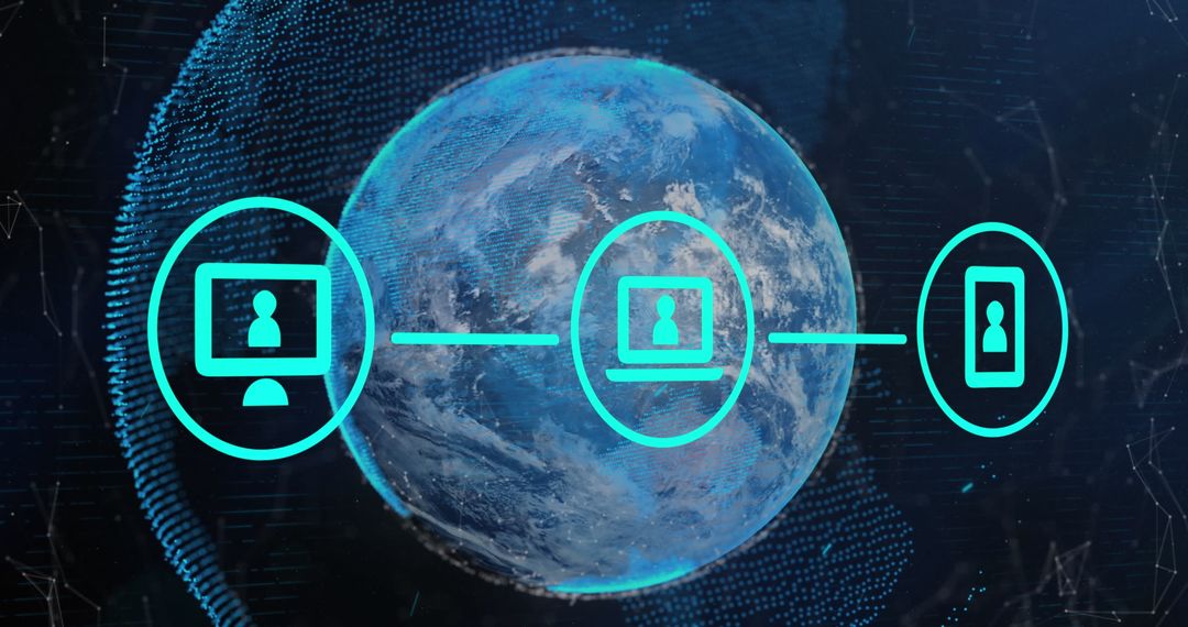 Global Digital Connections with Futuristic Interface Icons
