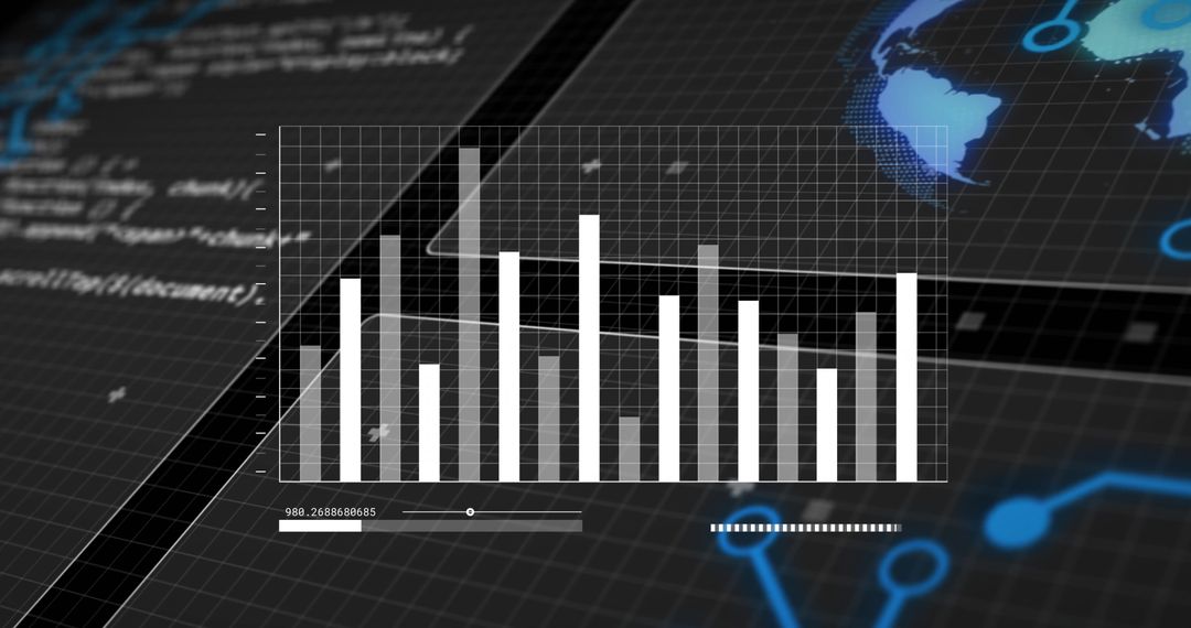Digital Financial Data Chart with Global Network Interface