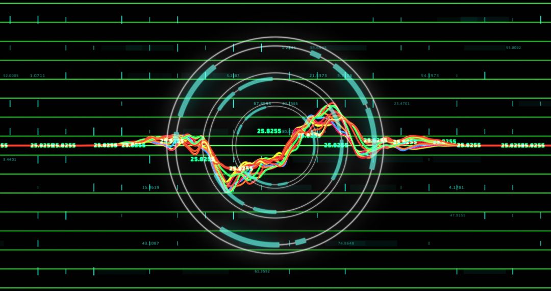 Digital Graphs and Interfaces Representing Data Analysis on Green Background