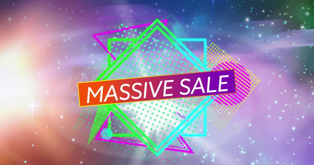 Colorful Massive Sale Banner with Geometric Shapes