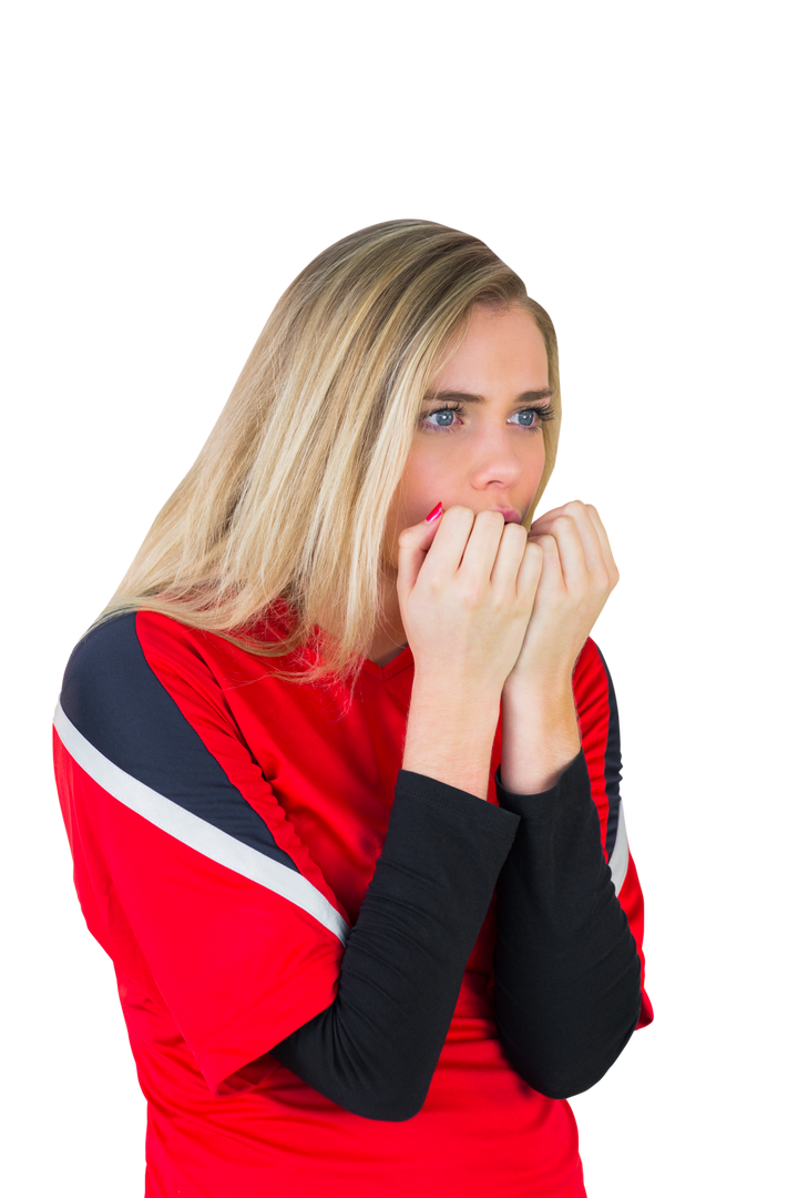 Transparent Nervous Football Fan in Red Jersey - Download Free Stock Images Pikwizard.com