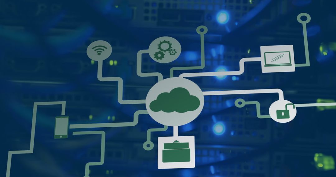 Global Technology and Digital Interface with Media Icons