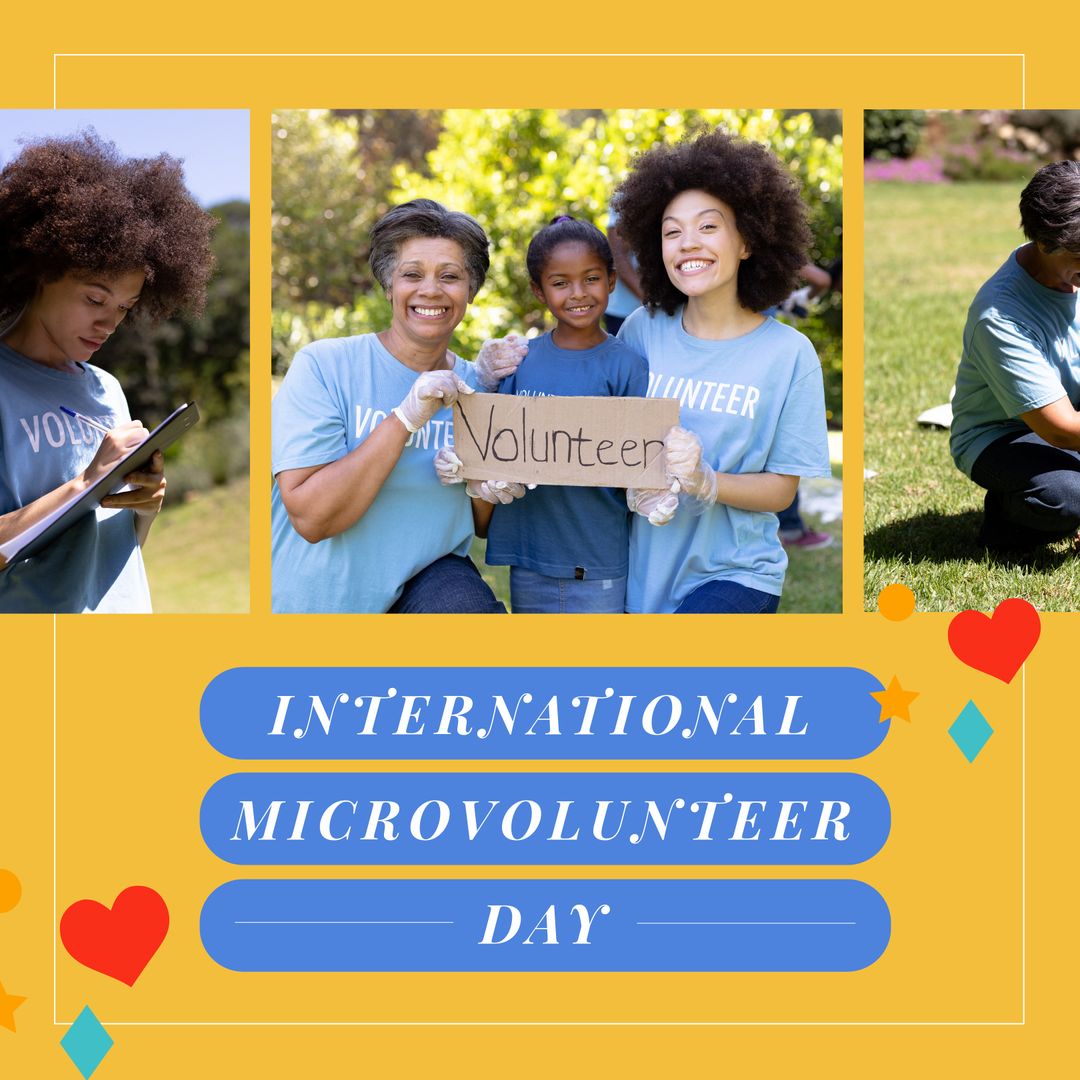 Diverse Volunteers Celebrating International Microvolunteering Day